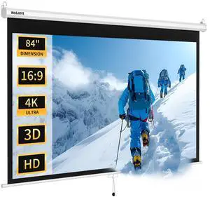 84'' Projector Screen Manual Pull Down - 16:9 HD Retractable Projection Screen with Auto Locking - 4K 3D Projector Screen Anti-Crease for Home Theater Cinema Office Education Presentation 84'' Projector Screen Manual Pull Down - 16:9 HD Retractable Projection Screen with Auto Locking - 4K 3D Projector Screen Anti-Crease for Home Theater Cinema Office Education Presentation