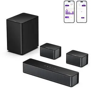 5.1 Sound Bar for Smart TV, Virtual Surround Sound System for TV, 320W Peak Power, Adjustable Surround Speakers and Subwoofer, APP Control, Home Theater Soundbar Poseidon D50(2025 New Model) 5.1 Sound Bar for Smart TV, Virtual Surround Sound System for TV, 320W Peak Power, Adjustable Surround Speakers and Subwoofer, APP Control, Home Theater Soundbar Poseidon D50(2025 New Model)