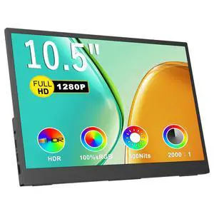 Small Portable Monitor 10.5" 500 Nits 2000:1 FHD 1280P IPS Screen, Ultra-Slim Mini Monitor w/Kickstand & Dual Speaker, USB C HDMI HDR Portable Gaming Monitor, Travel Monitors for Laptop PCs Small Portable Monitor 10.5" 500 Nits 2000:1 FHD 1280P IPS Screen, Ultra-Slim Mini Monitor w/Kickstand & Dual Speaker, USB C HDMI HDR Portable Gaming Monitor, Travel Monitors for Laptop PCs