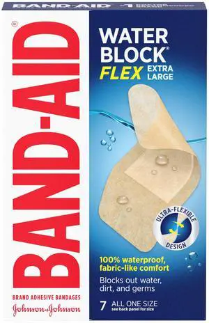 Brand Water Block Flex Adhesive Bandages, Extra Large, 7 Count Brand Water Block Flex Adhesive Bandages, Extra Large, 7 Count
