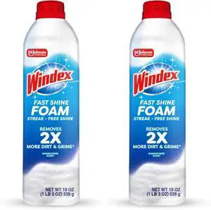 Fast Shine Foam Glass Cleaner, No-Drip Windows, Doors, Mirrors & Countertops Aerosol Cleaning Spray, Streak-Free Shine, Removes Fingerprints, Dust, Dirt, Grime & More 19 oz (Pack of 2) Fast Shine Foam Glass Cleaner, No-Drip Windows, Doors, Mirrors & Countertops Aerosol Cleaning Spray, Streak-Free Shine, Removes Fingerprints, Dust, Dirt, Grime & More 19 oz (Pack of 2)