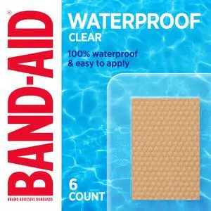 Brand Clear Waterproof Adhesive Bandages, Jumbo Covers, 6 Count Brand Clear Waterproof Adhesive Bandages, Jumbo Covers, 6 Count