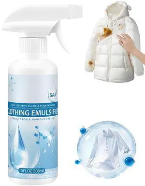 Clothing Emulsifier Stain Remover, Non-Ionic Laundry Pre-Treatment, Stain Remover for Clothes, Portable Dry Cleaning Stain Removal Spray, Active Enzyme Laundry For Clothes (308ML) Clothing Emulsifier Stain Remover, Non-Ionic Laundry Pre-Treatment, Stain Remover for Clothes, Portable Dry Cleaning Stain Removal Spray, Active Enzyme Laundry For Clothes (308ML)