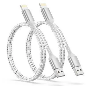 2ft USB to Lightning Cable 2Pack MFi Certified, iPhone Charger Cord 2ft USB to Lightning Cable 2Pack MFi Certified, iPhone Charger Cord