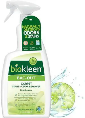 Bac-Out Enzyme Cleaner Spray and Stain & Odor Remover for Pet Stains, Laundry, Diapers, Wine, Carpets, & More, Eco-Friendly, Non-Toxic, Lime Scent, 32 Ounces Bac-Out Enzyme Cleaner Spray and Stain & Odor Remover for Pet Stains, Laundry, Diapers, Wine, Carpets, & More, Eco-Friendly, Non-Toxic, Lime Scent, 32 Ounces