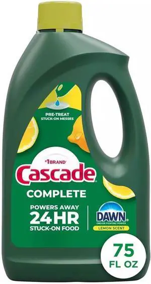 Cascade Complete Dishwasher Detergent Liquid Gel, Dish Detergent, Dishwasher Soap, Citrus, 75oz Cascade Complete Dishwasher Detergent Liquid Gel, Dish Detergent, Dishwasher Soap, Citrus, 75oz