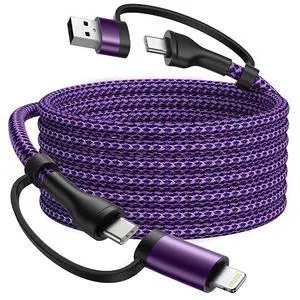 USB C to Lightning Cable, 60W 4 in 1 Fast Charging Cable Apple MFi Certified USB A to Lightning Cord Nylon 6ft USB C to USB C Charger Cord for iPhone 17 16 15 14 Pro/iPad/Samsung S25/MacBook/Switch 2 USB C to Lightning Cable, 60W 4 in 1 Fast Charging Cable Apple MFi Certified USB A to Lightning Cord Nylon 6ft USB C to USB C Charger Cord for iPhone 17 16 15 14 Pro/iPad/Samsung S25/MacBook/Switch 2