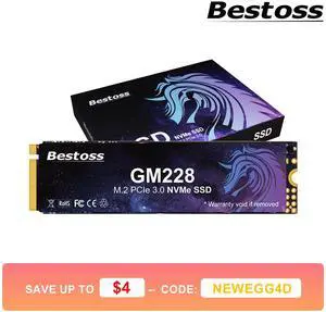 Bestoss 512GB M.2 PCIe NVMe 2280 SSD Gen3.0 x4 3D NAND Internal Solid State Drive, Seq. Read Speeds Up to 2200MB/s, Compatible with Desktop or Laptop Bestoss 512GB M.2 PCIe NVMe 2280 SSD Gen3.0 x4 3D NAND Internal Solid State Drive, Seq. Read Speeds Up to 2200MB/s, Compatible with Desktop or Laptop