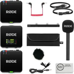 RØDE Wireless GO (Gen 3) 2-Person Compact Digital Wireless Microphone System/Recorder | 2.4 GHz, Black Bundle with GO Handheld Mic Adapter + Lavalier Microphone + Furry Windscreen + Cloth (5 Items) RØDE Wireless GO (Gen 3) 2-Person Compact Digital Wireless Microphone System/Recorder | 2.4 GHz, Black Bundle with GO Handheld Mic Adapter + Lavalier Microphone + Furry Windscreen + Cloth (5 Items)