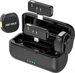 PoP voice Mini Microphone for iPhone Android, Wireless Mic with 40HBattery, Noise Cancellation,Magnetic & Clip on Lavalier Microphone for Video PoP voice Mini Microphone for iPhone Android, Wireless Mic with 40HBattery, Noise Cancellation,Magnetic & Clip on Lavalier Microphone for Video