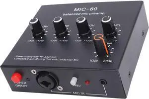 Yoidesu Microphone Preamp, 48V Power XLR Output Balanced Mic Amplifier with Multi Channel Connectivity, For Home and Professional Studios, Vocal Recordings, Podcasts Yoidesu Microphone Preamp, 48V Power XLR Output Balanced Mic Amplifier with Multi Channel Connectivity, For Home and Professional Studios, Vocal Recordings, Podcasts