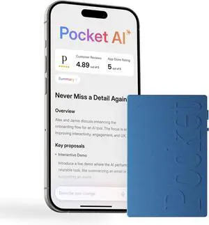 Pocket AI Voice Recorder & Smart Assistant Auto Transcription, Summaries & Action Items AI Note Taker for Meetings, Calls & Productivity - Sierra Blue Pocket AI Voice Recorder & Smart Assistant Auto Transcription, Summaries & Action Items AI Note Taker for Meetings, Calls & Productivity - Sierra Blue