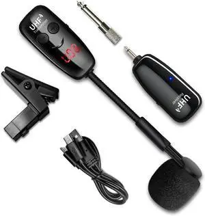 UHF Wireless Saxophone Microphone Clip-On Instrument Microphone for Trumpet Saxophone Instrument 50M Range UHF Wireless Saxophone Microphone Clip-On Instrument Microphone for Trumpet Saxophone Instrument 50M Range