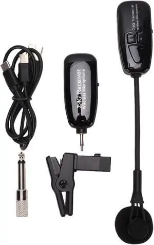 EBTOOLS Saxophone Wireless Mic System, 2.4G Wireless Microphone with 360 Directional Pickup for Trumpet Trombone Flute, Built in Rechargeable Battery and Type C Charging EBTOOLS Saxophone Wireless Mic System, 2.4G Wireless Microphone with 360 Directional Pickup for Trumpet Trombone Flute, Built in Rechargeable Battery and Type C Charging