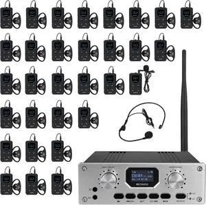 Retekess TT119 Assisted Listening System, Bundle with TT117 FM Tour Guide System, External Audio Input, 300m/980ft, Interpretation System for Church, Conference (2 TX 30 RX) Retekess TT119 Assisted Listening System, Bundle with TT117 FM Tour Guide System, External Audio Input, 300m/980ft, Interpretation System for Church, Conference (2 TX 30 RX)