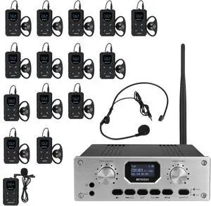 Retekess TT119 Assistive Listening Device, Bundle with TT117 FM Translation Equipment, Mute Function, 300m/980ft, Translation Devices for Church, Conference (2 TX 15 RX) Retekess TT119 Assistive Listening Device, Bundle with TT117 FM Translation Equipment, Mute Function, 300m/980ft, Translation Devices for Church, Conference (2 TX 15 RX)