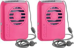 O2COOL Personal Travel Rechargeable Battery Powered Neck Cooling Fan, 2-Pack (Pink) O2COOL Personal Travel Rechargeable Battery Powered Neck Cooling Fan, 2-Pack (Pink)