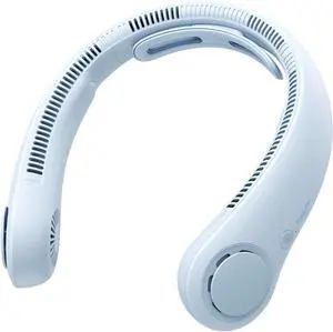 JISULIFE Portable Neck Fan Upgraded, Neckbrace Personal Hands Free, 5 Speed Gears Adjustment, 6000 mAh Wearable Bladeless Quiet Rechargeable for Outdoor Indoor, Gifts for Women Men- Light Blue JISULIFE Portable Neck Fan Upgraded, Neckbrace Personal Hands Free, 5 Speed Gears Adjustment, 6000 mAh Wearable Bladeless Quiet Rechargeable for Outdoor Indoor, Gifts for Women Men- Light Blue