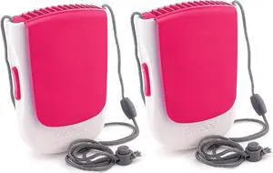 O2COOL Deluxe Necklace Fan | Battery Powered, Hands-Free Personal Cooling Fan w/Adjustable Lanyard, Table Top Stand + Wearable Clip -Pink (2 Pack) O2COOL Deluxe Necklace Fan | Battery Powered, Hands-Free Personal Cooling Fan w/Adjustable Lanyard, Table Top Stand + Wearable Clip -Pink (2 Pack)