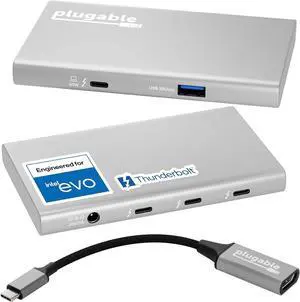 Plugable 5-in-1 Thunderbolt 4 Hub,Single 8K or Dual 4K Display, 4K HDMI Adapter Included, Thunderbolt 4/3, USB4,USB-C Expansion for Modern Mac and Windows Systems, Driverless Plugable 5-in-1 Thunderbolt 4 Hub,Single 8K or Dual 4K Display, 4K HDMI Adapter Included, Thunderbolt 4/3, USB4,USB-C Expansion for Modern Mac and Windows Systems, Driverless