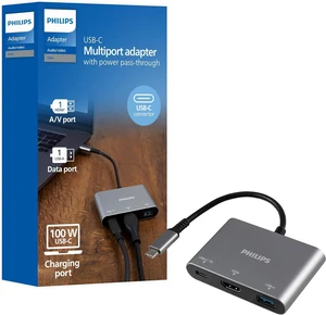 Philips USB C Hub to Multiport Adapter, 3 in 1 Power Pass Through, HDMI 4k@30Hz, 60W USB C Charging Port, 5Gbps USB 3.0 Port for MacBook Pro, MacBook Air, UCB C Laptop Docking Station, DLK9220C/27 Philips USB C Hub to Multiport Adapter, 3 in 1 Power Pass Through, HDMI 4k@30Hz, 60W USB C Charging Port, 5Gbps USB 3.0 Port for MacBook Pro, MacBook Air, UCB C Laptop Docking Station, DLK9220C/27