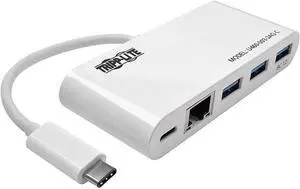 Tripp Lite U460-003-3AG-C 3-Port USB-C-USB-A (3X) Portable Hub with Gigabit Ethernet Port (GbE), USB-C Charging PD Port, White Tripp Lite U460-003-3AG-C 3-Port USB-C-USB-A (3X) Portable Hub with Gigabit Ethernet Port (GbE), USB-C Charging PD Port, White