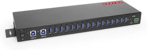 Gearmo 16-Port Rack Mount USB Hub - Powered USB 3.0 Type A Ports, Dual Upstream Ports, 5Gbps Speed, ESD Surge Protection, 1U Rack Industrial USB Hub Gearmo 16-Port Rack Mount USB Hub - Powered USB 3.0 Type A Ports, Dual Upstream Ports, 5Gbps Speed, ESD Surge Protection, 1U Rack Industrial USB Hub