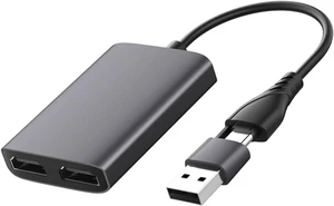 Gadpiparty Type-c to Dual Adapter High Definition Display Splitter Hub Fast Stable Transmission Plug and Play Gadpiparty Type-c to Dual Adapter High Definition Display Splitter Hub Fast Stable Transmission Plug and Play