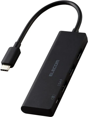 Elecom U3HC-H040PBK USB Hub, 4-in-1 USB-C Connection, 3 USB-A, 1 USB-C, Charging, Supports PD100W, High Speed Data Transfer, Black Elecom U3HC-H040PBK USB Hub, 4-in-1 USB-C Connection, 3 USB-A, 1 USB-C, Charging, Supports PD100W, High Speed Data Transfer, Black