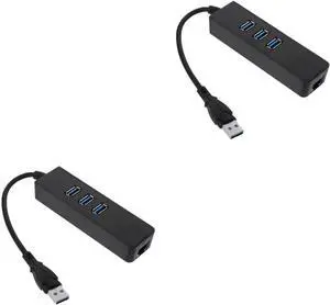 OSALADI 2pcs USB-c to USB 3.0 Hub 3-in-1 Docking Station Gigabit Ethernet Adapter Multi USB Port Hub for Pc Laptop Tv Black OSALADI 2pcs USB-c to USB 3.0 Hub 3-in-1 Docking Station Gigabit Ethernet Adapter Multi USB Port Hub for Pc Laptop Tv Black