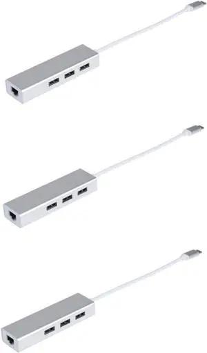 OSALADI 3pcs Ports USB Type-c to USB Data Hub Mbps Ethernet Adapter for Pc Laptop Tv OSALADI 3pcs Ports USB Type-c to USB Data Hub Mbps Ethernet Adapter for Pc Laptop Tv
