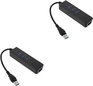 OSALADI 2pcs USB 3.0 Hub with Ethernet 1000mbps Adapter -c to USB Portable Data for Laptop Pc OSALADI 2pcs USB 3.0 Hub with Ethernet 1000mbps Adapter -c to USB Portable Data for Laptop Pc