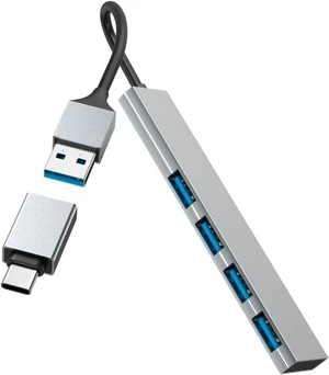 Hama 4 Port USB 3.2 Gen1 5Gbps Ultra Slim Hub with USB-C Adapter Hama 4 Port USB 3.2 Gen1 5Gbps Ultra Slim Hub with USB-C Adapter
