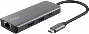 Trust Dalyx USB C Hub Multiport Adapter 6-in-1, Docking Station with 4K HDMI, 2X USB-C, 2X USB 3.1 with 5 Gbps Data Speed, Gigabit Ethernet Port, USB C Adapter for Laptop, MacBook - Silver Trust Dalyx USB C Hub Multiport Adapter 6-in-1, Docking Station with 4K HDMI, 2X USB-C, 2X USB 3.1 with 5 Gbps Data Speed, Gigabit Ethernet Port, USB C Adapter for Laptop, MacBook - Silver
