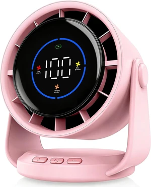 Cslmas Table Fans, Ultra Quiet Desk Fan, Digital Display Rechargeable USB Fan, 105°Tilt, 100 Speeds, Wall-Mounted Design, Long Lasting Power, Portable Fan for Home Office Kitchen Travel Camping(Pink) Cslmas Table Fans, Ultra Quiet Desk Fan, Digital Display Rechargeable USB Fan, 105°Tilt, 100 Speeds, Wall-Mounted Design, Long Lasting Power, Portable Fan for Home Office Kitchen Travel Camping(Pink)