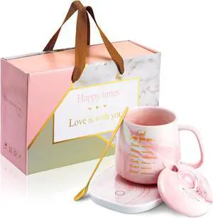 Nitial Christian Gifts God Says You Are Coffee Warmer with Mug Set for Women Pink Marble Mug Warmer Plate Birthday Gift Valentines Gifts for Colleagues Nitial Christian Gifts God Says You Are Coffee Warmer with Mug Set for Women Pink Marble Mug Warmer Plate Birthday Gift Valentines Gifts for Colleagues