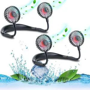 VAGAU Hand Free Neck Fan, Rechargeable Mini USB Personal Fan, Headphone Design Wearable Neckband Fan with 360° Rotation, 3 Adjustable Speeds (2Black) VAGAU Hand Free Neck Fan, Rechargeable Mini USB Personal Fan, Headphone Design Wearable Neckband Fan with 360° Rotation, 3 Adjustable Speeds (2Black)
