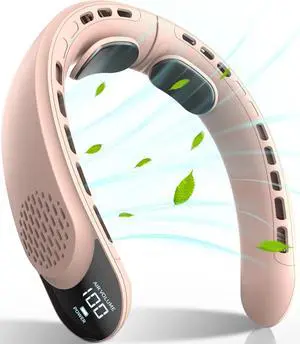 FrSara Rechargeable Neck Fan, Personal Fan with LED Display, 3 Speeds with 4000mAh Battery Powered, Supports USB TYPE-C, Portable, Ideal Quiet Gift for Women, Men Travel, Outdoor, Pink FrSara Rechargeable Neck Fan, Personal Fan with LED Display, 3 Speeds with 4000mAh Battery Powered, Supports USB TYPE-C, Portable, Ideal Quiet Gift for Women, Men Travel, Outdoor, Pink