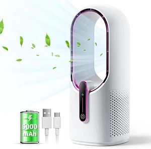 KONSIDEN Bladeless Desk Fan, 11.8 Inch Small Rechargeable Fan, Quiet Office Fan, 3 Speeds, Touch Control, Easy to Clean, Desk Fan Small Quiet, Ideal for Home, Office, Travel KONSIDEN Bladeless Desk Fan, 11.8 Inch Small Rechargeable Fan, Quiet Office Fan, 3 Speeds, Touch Control, Easy to Clean, Desk Fan Small Quiet, Ideal for Home, Office, Travel