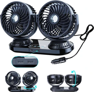 Auto Oscillating Car Fan 12v/24v - Portable Car Cooling Fan Rotatable 3 Speeds - Cigarette Lighter Fan For Car Electric Fan For Truck Rv Suv Sedan Van Boat (DC 12V/24V with 2 USB Port) Auto Oscillating Car Fan 12v/24v - Portable Car Cooling Fan Rotatable 3 Speeds - Cigarette Lighter Fan For Car Electric Fan For Truck Rv Suv Sedan Van Boat (DC 12V/24V with 2 USB Port)