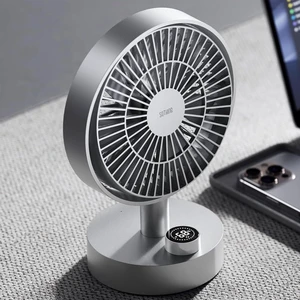 SOTHING Desk Fan, 18dB Ultra-Quiet, 6.6-inch Small Fan with 10-Speed, 160° Oscillating, 7hrs Battery Life, USB-C Rechargeable, Digital Display, Small Desk Fan for Bedroom, Dorm, Office - Silver SOTHING Desk Fan, 18dB Ultra-Quiet, 6.6-inch Small Fan with 10-Speed, 160° Oscillating, 7hrs Battery Life, USB-C Rechargeable, Digital Display, Small Desk Fan for Bedroom, Dorm, Office - Silver