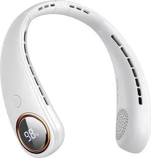 Neck Fan, Bladeless Portable Neck Fans, with LED Display, 4 Speeds, 5000mAh Personal Wearable Neck Fan, USB Rechargeable Cooling Hands Free Fan Travel Gifts for Men, Women (White) Neck Fan, Bladeless Portable Neck Fans, with LED Display, 4 Speeds, 5000mAh Personal Wearable Neck Fan, USB Rechargeable Cooling Hands Free Fan Travel Gifts for Men, Women (White)
