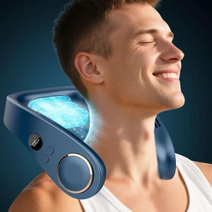 Neck Fan with Cooling Plate,Portable Air Conditioner Fan with AC,5500mAh Powerful Bladeless Personal Headphones Quiet Neck Cooler,Mini Cordless Wearable USB Hands Free Cool Fan for Women Men Kids Blue Neck Fan with Cooling Plate,Portable Air Conditioner Fan with AC,5500mAh Powerful Bladeless Personal Headphones Quiet Neck Cooler,Mini Cordless Wearable USB Hands Free Cool Fan for Women Men Kids Blue