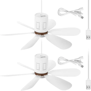 2 Set Small Portable USB Powered Ceiling Fan Mini Silent Six Blades Quiet Camping Hanging Fan with On/off Button, USB Plug in for Camping Bedroom Living Room Tent Canopy(10.5 Feet Long) 2 Set Small Portable USB Powered Ceiling Fan Mini Silent Six Blades Quiet Camping Hanging Fan with On/off Button, USB Plug in for Camping Bedroom Living Room Tent Canopy(10.5 Feet Long)