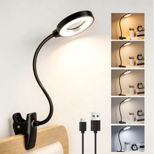 Clip on Reading Light for Bed Headboard, 5W USB-C Rechargeable Desk Lamp with Clamp, 5 Colors & 5 Brightness LED Touch Control, 400LM Eye Protection Book Light for Reading in Bed, Kids Desk (Black) Clip on Reading Light for Bed Headboard, 5W USB-C Rechargeable Desk Lamp with Clamp, 5 Colors & 5 Brightness LED Touch Control, 400LM Eye Protection Book Light for Reading in Bed, Kids Desk (Black)