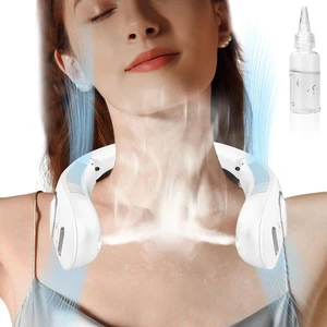Neck Fan with Mist, Portable Neck Fans that Blow Cold Air,Folding Bladeless Personal Fan Mister, 5 Speeds USB-C Rechargeable Battery Operated Cooling Mising Fan for Women Men Kids White Neck Fan with Mist, Portable Neck Fans that Blow Cold Air,Folding Bladeless Personal Fan Mister, 5 Speeds USB-C Rechargeable Battery Operated Cooling Mising Fan for Women Men Kids White