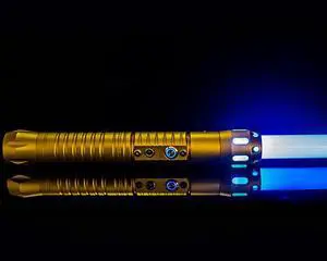 Dueling Lightsaber for Adults, RGB 11 Colors Changeable Light Saber with Metal Handle for Children and Adults, Cosplay Stage Props, USB Charge,Gold Dueling Lightsaber for Adults, RGB 11 Colors Changeable Light Saber with Metal Handle for Children and Adults, Cosplay Stage Props, USB Charge,Gold