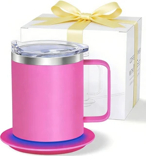 Electric Heated Coffee Mug with 10Hrs Auto Shut Off,USB Powered Smart Coffee Warmer and Mug Set,131 Self Heating Coffee Mug for Desk,Coffee Gifts (12oz-Rose) Electric Heated Coffee Mug with 10Hrs Auto Shut Off,USB Powered Smart Coffee Warmer and Mug Set,131 Self Heating Coffee Mug for Desk,Coffee Gifts (12oz-Rose)