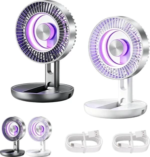 2026 New 3-in-1 USB Desk Fan with Colorful LED Light, Small Desk Fan, Desk Fan for Office, Quiet Rechargeable Table Fan, 5-Speed Adjustment, Multi-angle Adjustment (Gray+White) 2026 New 3-in-1 USB Desk Fan with Colorful LED Light, Small Desk Fan, Desk Fan for Office, Quiet Rechargeable Table Fan, 5-Speed Adjustment, Multi-angle Adjustment (Gray+White)