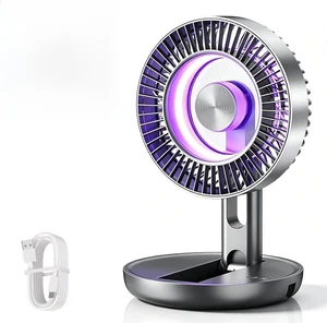 2026 New 3-in-1 USB Desk Fan, Portable Rechargeable Collapsible Fan, 5-Speed Adjustment Quiet Rechargeable Table Fan, Magnetic Noise Reduction Motor LED Colorful Light Show for Bedroom Office (gray) 2026 New 3-in-1 USB Desk Fan, Portable Rechargeable Collapsible Fan, 5-Speed Adjustment Quiet Rechargeable Table Fan, Magnetic Noise Reduction Motor LED Colorful Light Show for Bedroom Office (gray)